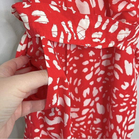 Eliza J Red and White V-Neck Wrap Dress - Picture 5 of 6